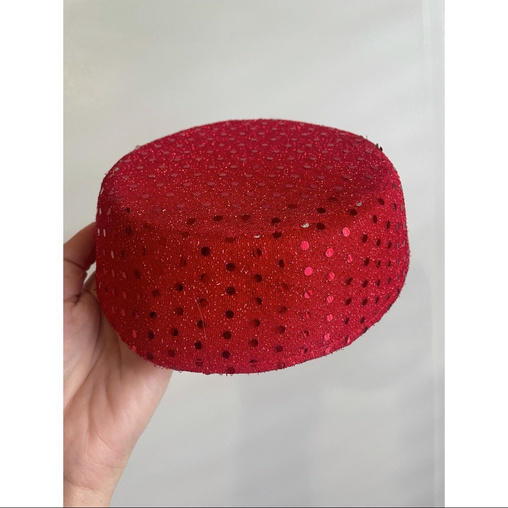 Red pill box hat